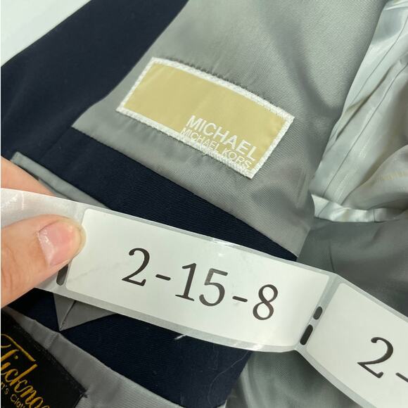 Michael Kors Blazer Mens 40R Blue Grey Lined 2 Button Single Breast Suit Jacket - Picture 4 of 10